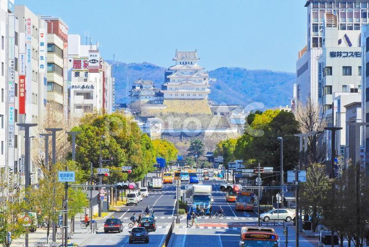 国宝 姫路城と街並み 姫路城,国宝,世界遺産の写真素材