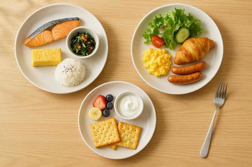 朝食プレート3種 朝食プレート3種の写真