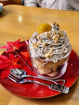 モンブランプリン プリン,モンブラン,デザートの写真素材