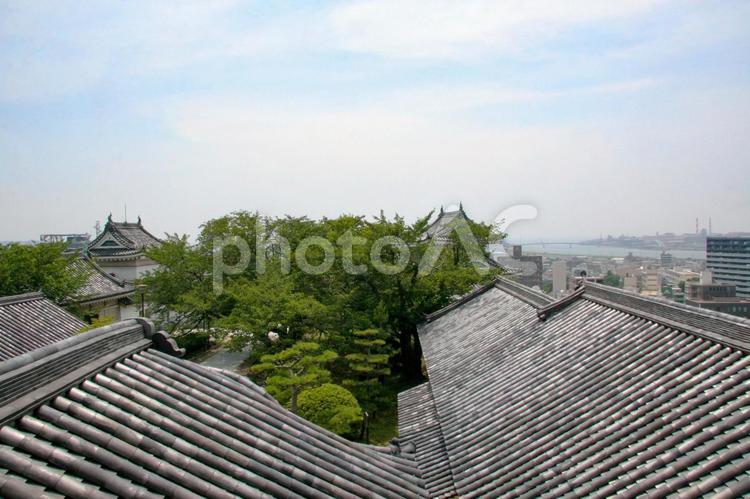 和歌山城天守閣からの眺め 和歌山城,天守閣,眺めの写真素材