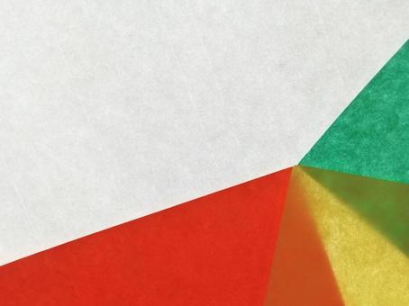 和紙　白背景に重ねた赤色と黄色と緑色 和紙,紙,壁紙の写真素材