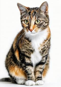 白い背景でポーズを決める子猫 白い背景でポーズを決める子猫の写真