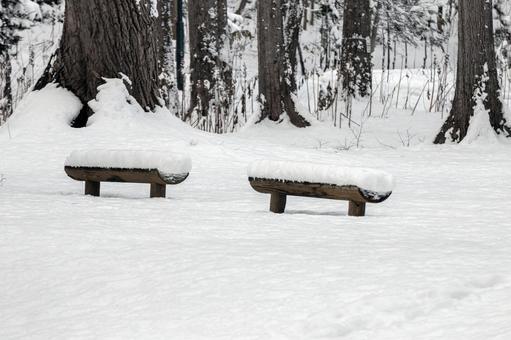 冬の公園のベンチ 公園,ベンチ,冬の写真素材