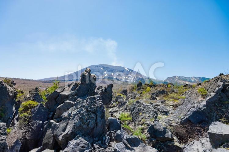 鬼押出しの風景 鬼押出し,浅間山,溶岩の写真素材