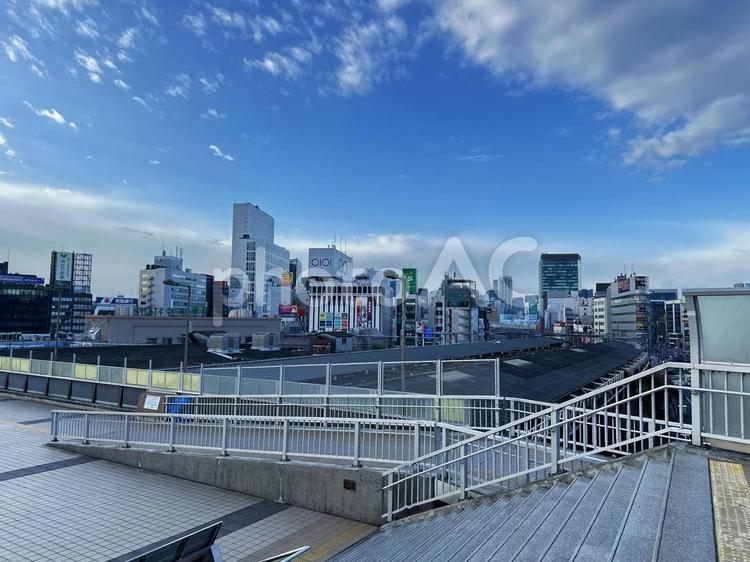 上野パンダ橋周辺　周辺の街並み 歩道橋,上野駅前,上野駅正面の写真素材