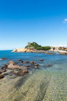 野柳の澄んだ海 野柳,台湾,岩の写真素材