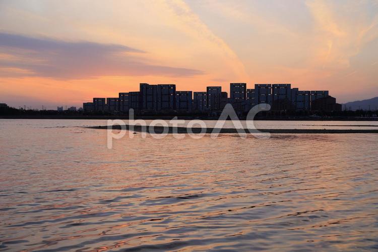 日暮れの空3 夕方,空,海の写真素材