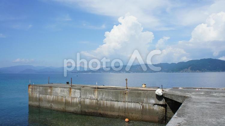 夏の空と桟橋 夏,夏休み,夏の海の写真素材
