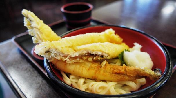 冷やしあなごぶっかけうどん 冷やしあなごぶっかけうどん 冷やしぶっかけうどん,うどん,あなごの写真素材