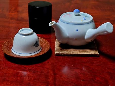 茶器 日本茶,湯呑み,急須の写真素材