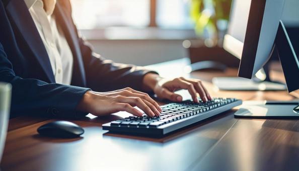 キーボードを打つ手元の写真