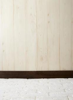 素材　バック　白木壁　白レンガ床 背景素材,白木壁,部屋の写真素材