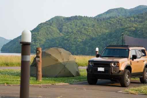 キャンプ行こうよ キャンプ,おしゃれ,ドームテントの写真素材