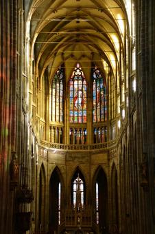 プラハ・聖ヴィート大聖堂の装飾 聖ヴィート大聖堂,ステンドグラス,アートの写真素材