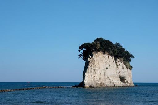 震災前の見附島 震災前の見附島 海,波,波打ち際の写真素材
