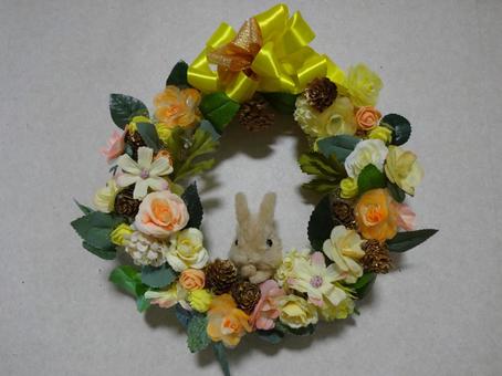 【工房 Lapin】立ち耳うさぎのリース 【工房 Lapin】立ち耳うさぎのリース うさぎ,フラワー,リースの写真素材