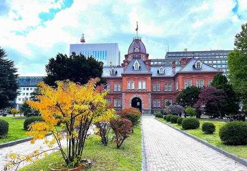 秋の北海道　北海道庁赤れんが庁舎 秋,紅葉,北海道庁赤れんが庁舎の写真素材