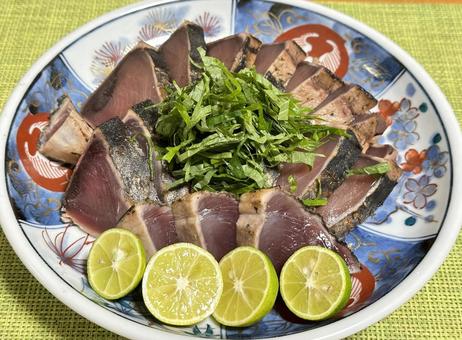 Seared bonito with sudachi citrus, JPG