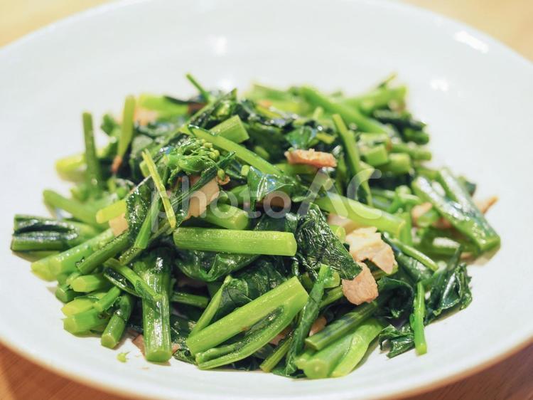 美味しそうなのらぼう菜とベーコンの炒め物 のらぼう菜,炒め物,ベーコンの写真素材