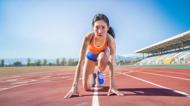 陸上競技を楽しむ若い女性8 陸上競技を楽しむ若い女性8の写真
