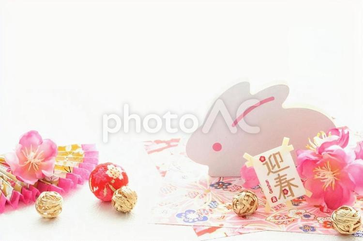 卯年の年賀状正月素材 卯,干支,正月の写真素材
