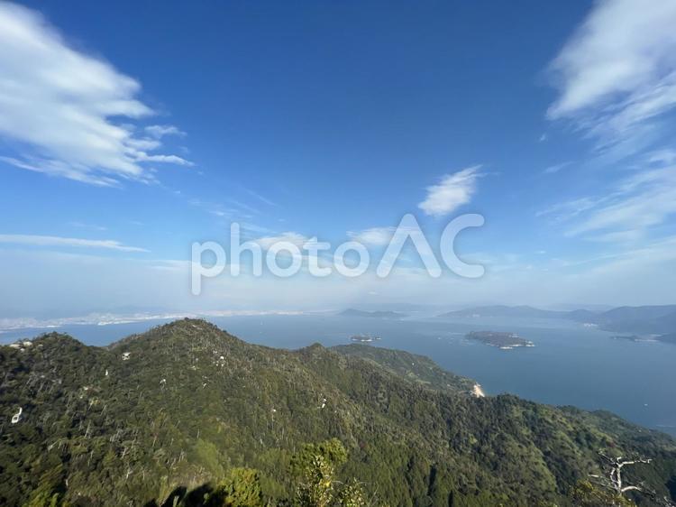 宮島・獅子岩展望台の大景色 素材,広島,広島県の写真素材