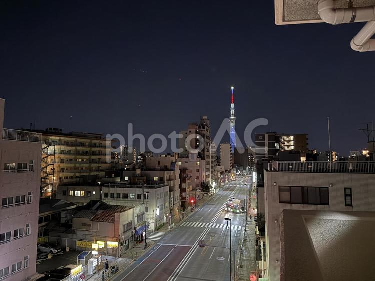 夜の南千住　遠景 路地,街,住宅地の写真素材