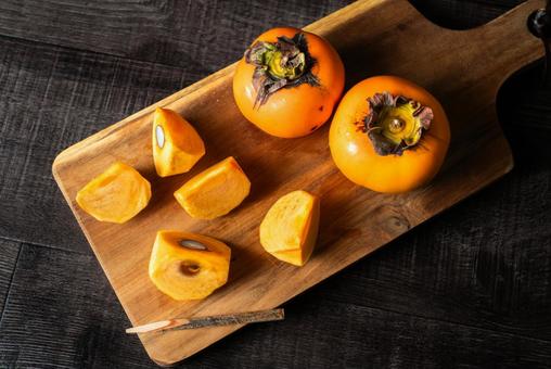 カットした柿の上から かき,果物,秋の写真素材