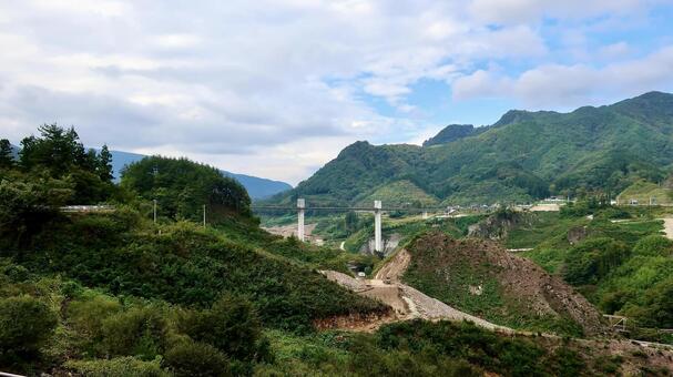 群馬県吾妻郡長野原町の工事中の八ッ場ダム 八ッ場ダム,工事,ダムの写真素材