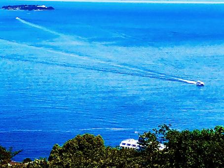 紺碧の海を走る高速船 紺碧の海を走る高速船 海,青い海,船の写真素材