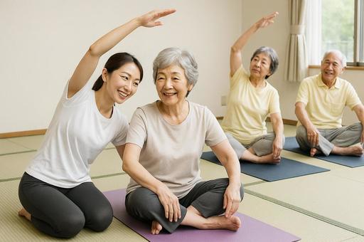 健康教室でのヨガ体操の写真