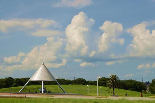 夏の宇部空港横の公園 公園,夏,夏空の写真素材