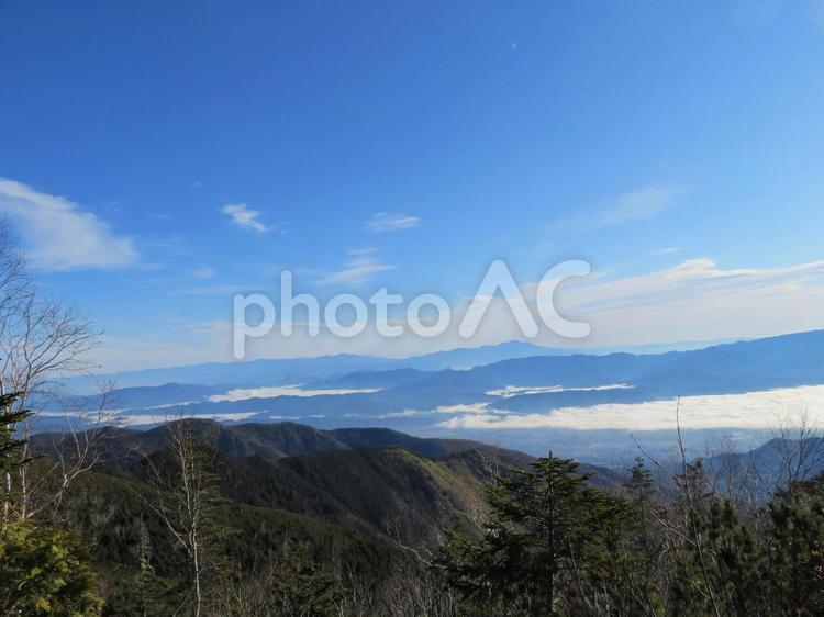 常念岳からの安曇野市一望 常念岳,日本百名山,山の写真素材