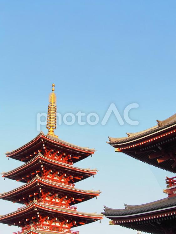 浅草の五重塔 旅行,赤,旅の写真素材