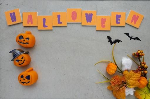 コンクリ背景のハロウィンデコレーション コンクリ背景のハロウィンデコレーションの写真