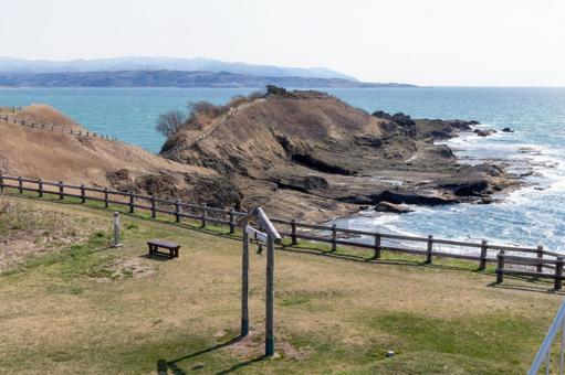 江差かもめ島の幸せになる鐘 江差かもめ島の幸せになる鐘 カモメ島,幸せになる鐘,海の写真素材