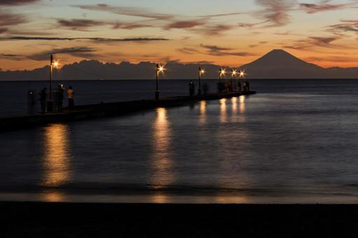 Photo, haruoka pier, pier, sunset sky, 