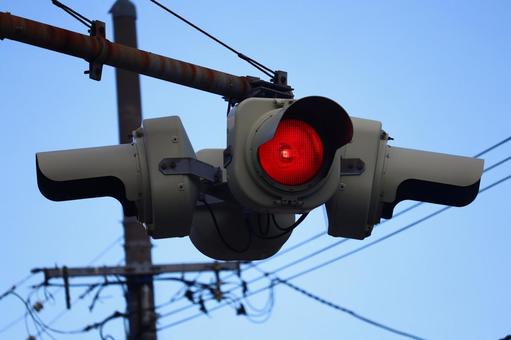 点滅信号機 信号機,赤,空の写真素材