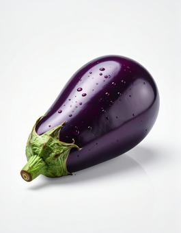 白い背景になすの写真