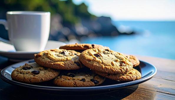 クッキー盛り合わせとコーヒー クッキー盛り合わせとコーヒーの写真