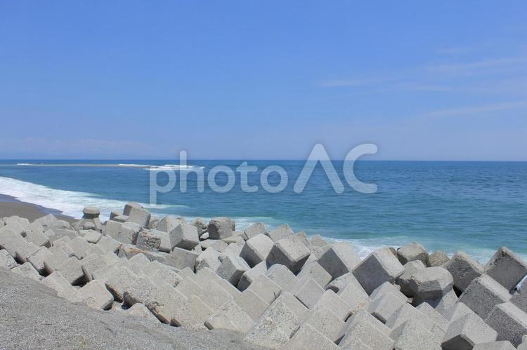 高知県土佐市　新居海岸の風景 新居海岸,太平洋,海岸の写真素材