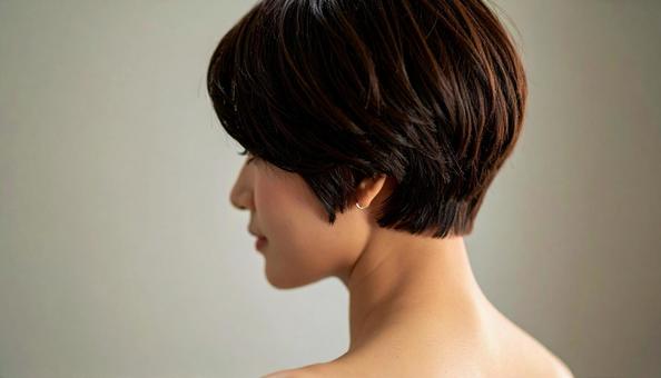 ショートカットの女性 ショートカットの女性の写真