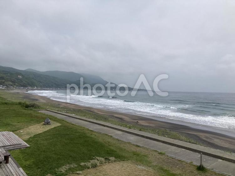 海岸線in北海道 海,風景,曇りの写真素材
