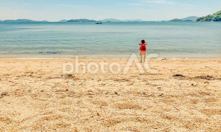 海の写真を撮る女性　2 写真撮影,海岸,海の写真素材