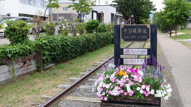 旧手宮線跡地案内板 旧手宮線跡地案内板 旧手宮線,線路,鉄道の写真素材