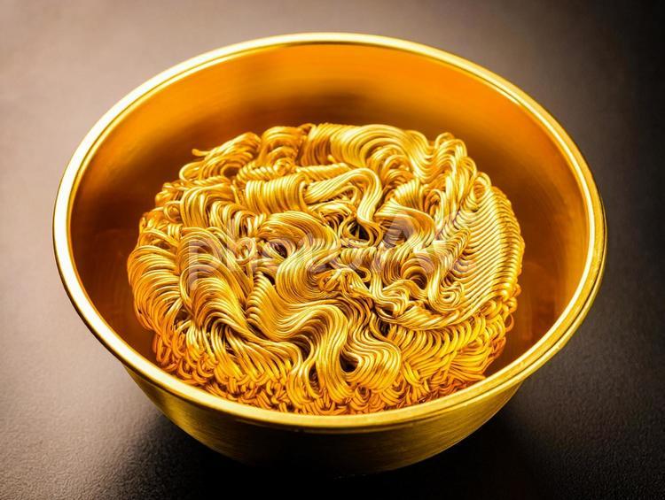 カップラーメン金 カップラーメン,黄金,純金の写真素材