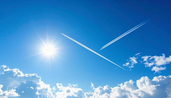 飛行機雲と青空 飛行機雲と青空の写真