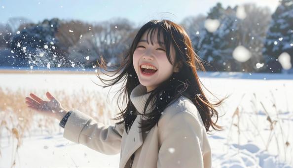 雪景色 女の子 雪景色 女の子の写真