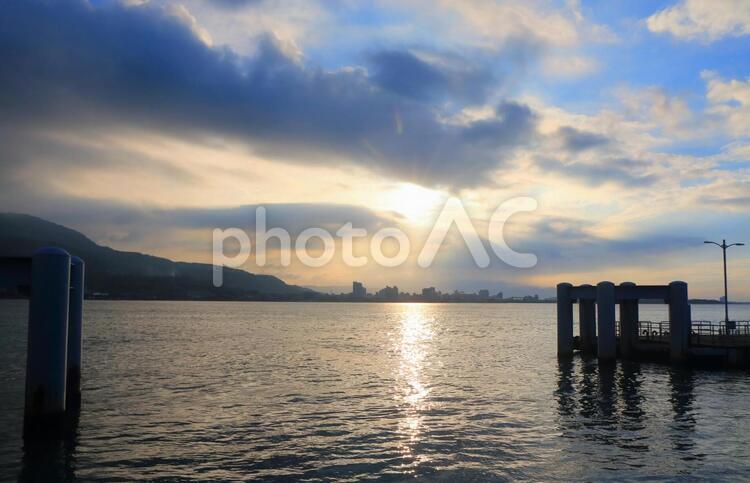 台湾　台北市の淡水のサンセット風景 台北,自然,台北市の写真素材