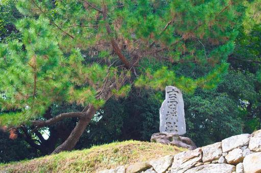 [愛知県]豊橋市今橋町の吉田城石碑 吉田城鉄櫓,吉田城,秋の写真素材